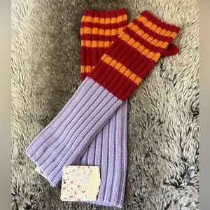 NWT Free people Striped Knit fingerless Gloves red orange purple